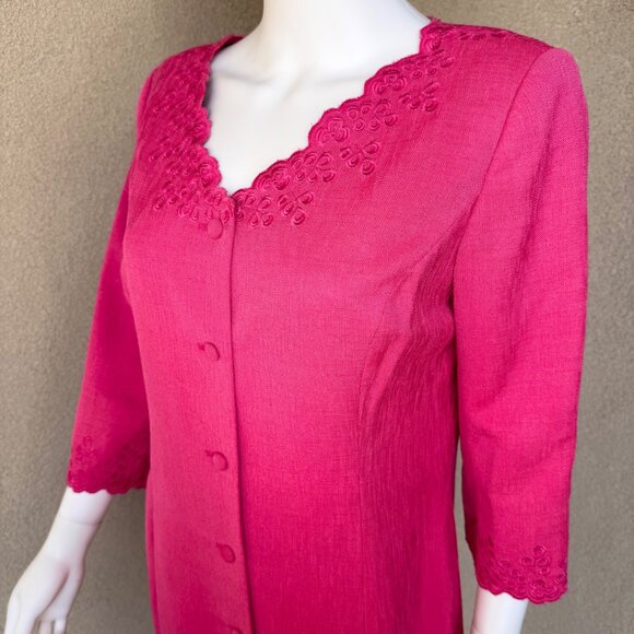 Jackie Kennedy Style 80s does 60s Button Front Dress 10 - Picture 3 of 9